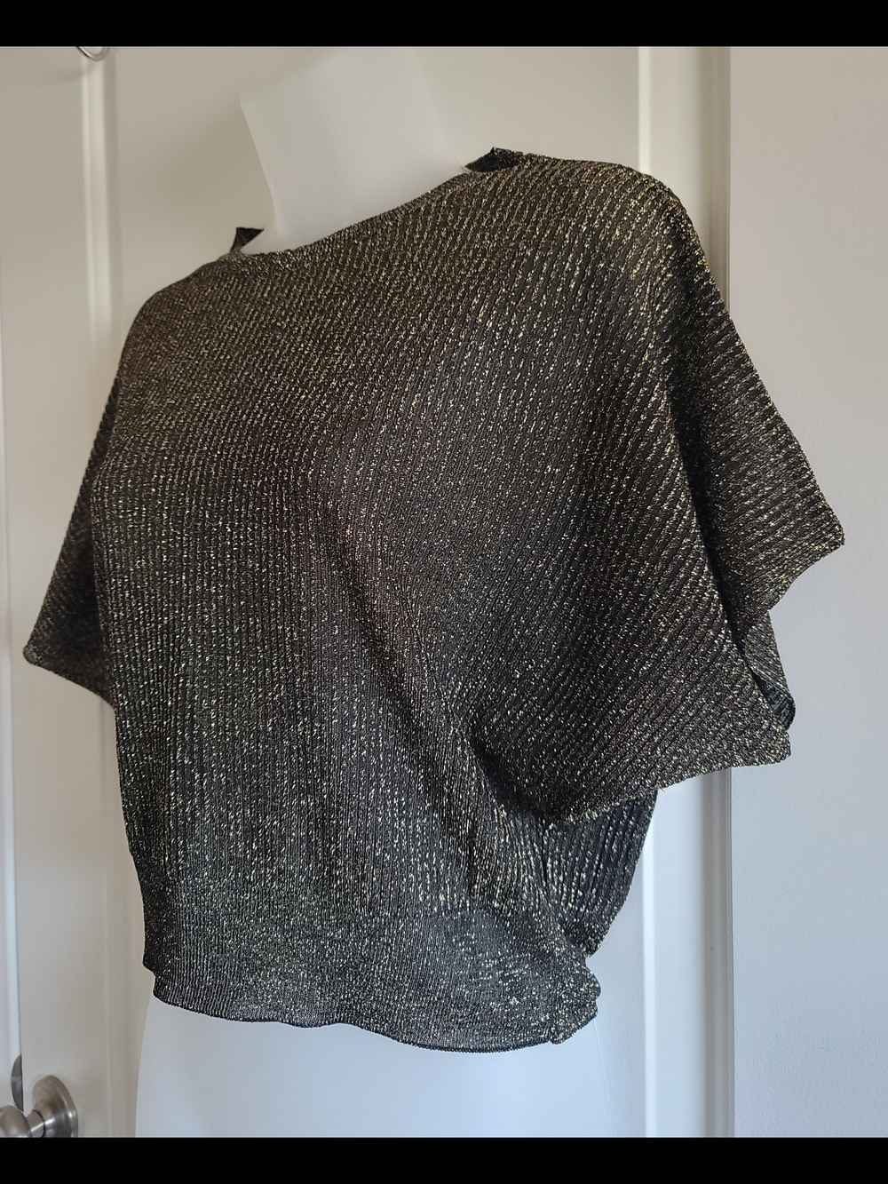 Mango Black Sweater with Gold Lurex Threading - Picture 3 of 10